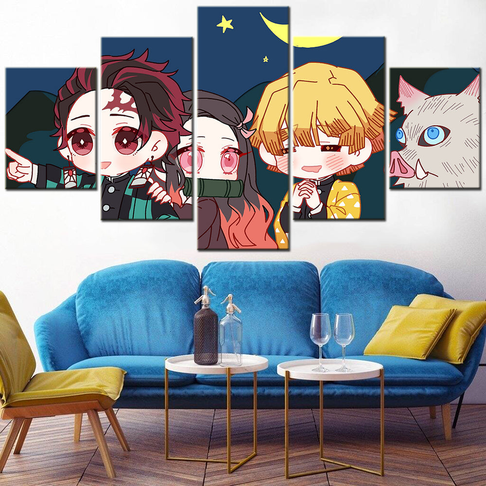 Demon Slayer - Kimetsu no Yaiba - 5 Pieces Wall Art - Tanjiro Kamado - Nezuko Kamado - Zenitsu Agatsuma - Inosuke Hashibira - Demon Slayer Poster - Demon Slayer Wall Art