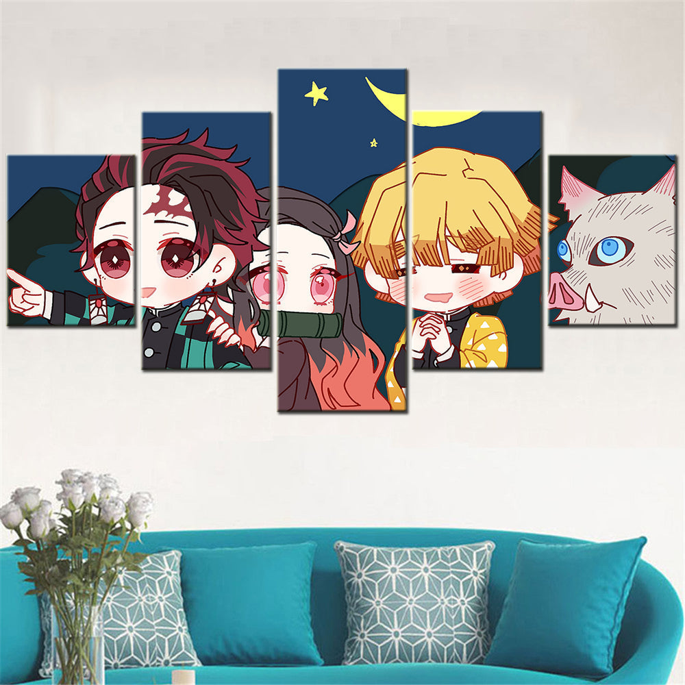 Demon Slayer - Kimetsu no Yaiba - 5 Pieces Wall Art - Tanjiro Kamado - Nezuko Kamado - Zenitsu Agatsuma - Inosuke Hashibira - Demon Slayer Poster - Demon Slayer Wall Art