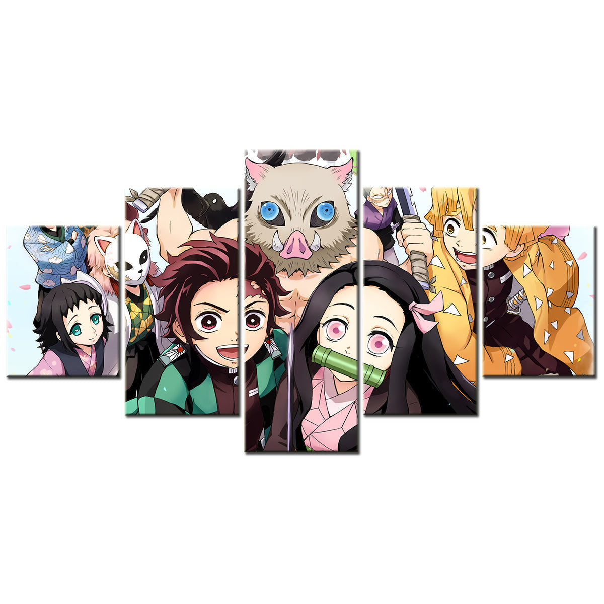 Demon Slayer - Kimetsu no Yaiba - 5 Pieces Wall Art - Tanjirou Kamado - Nezuko Kamado - Inosuke Hashibira - Zenitsu Agatsuma - Giyu Tomioka - Demon Slayer Poster - Demon Slayer Wall Art