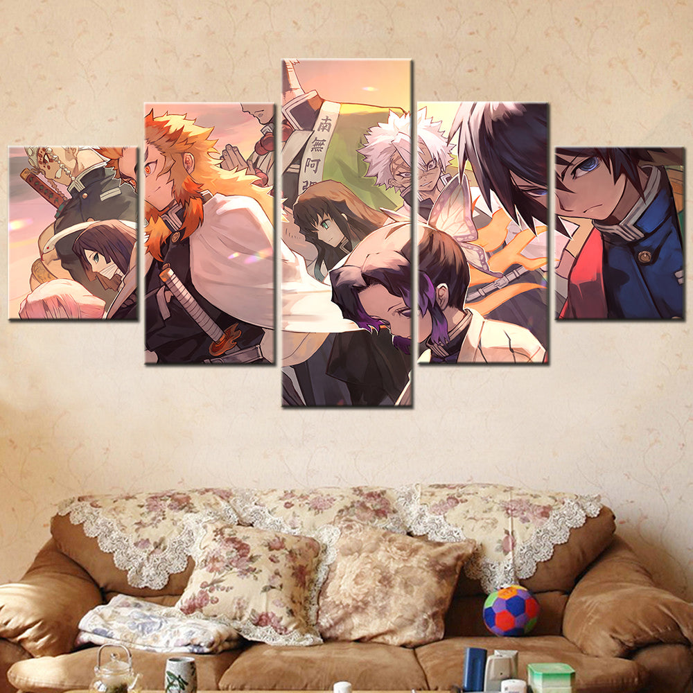 Demon Slayer - Kimetsu no Yaiba - 5 Pieces Wall Art - Tengen Uzui - Kyojuro Rengoku - Gyomei Himejima - Shinobu Kochou - Sanemi Shinazugawa - Tomioka Giyuu - Demon Slayer Poster - Demon Slayer Wall Art