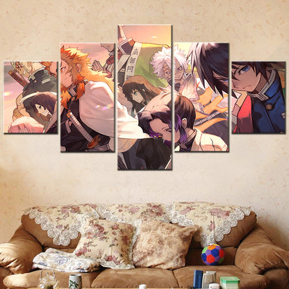 Demon Slayer - Kimetsu no Yaiba - 5 Pieces Wall Art - Tengen Uzui - Kyojuro Rengoku - Gyomei Himejima - Shinobu Kochou - Sanemi Shinazugawa - Tomioka Giyuu - Demon Slayer Poster - Demon Slayer Wall Art