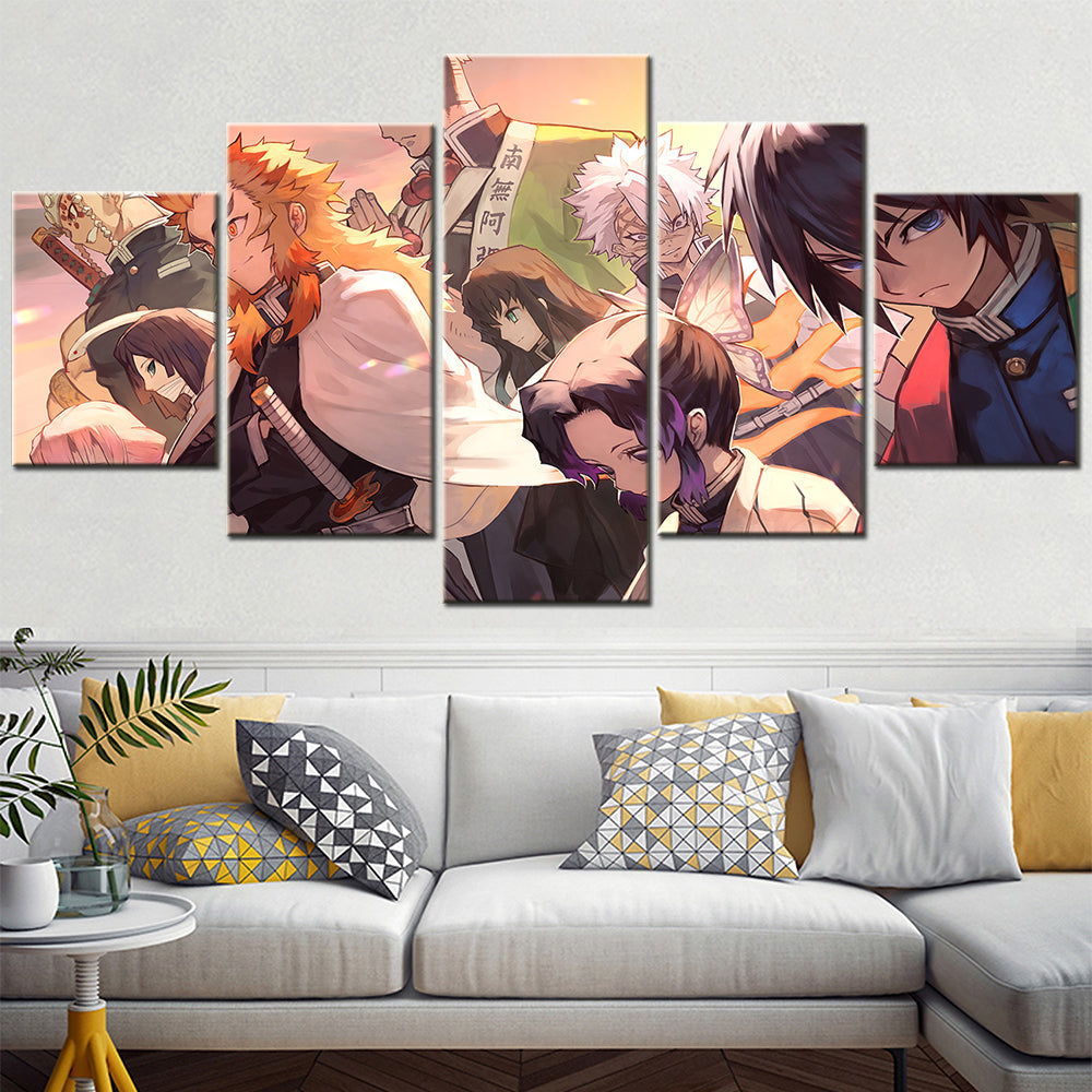 Demon Slayer - Kimetsu no Yaiba - 5 Pieces Wall Art - Tengen Uzui - Kyojuro Rengoku - Gyomei Himejima - Shinobu Kochou - Sanemi Shinazugawa - Tomioka Giyuu - Demon Slayer Poster - Demon Slayer Wall Art