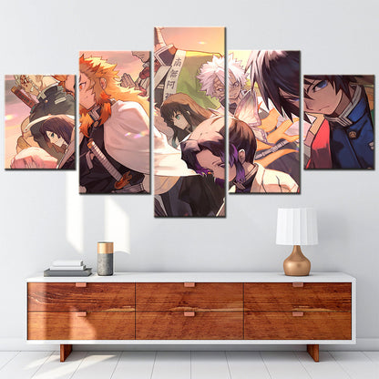 Demon Slayer - Kimetsu no Yaiba - 5 Pieces Wall Art - Tengen Uzui - Kyojuro Rengoku - Gyomei Himejima - Shinobu Kochou - Sanemi Shinazugawa - Tomioka Giyuu - Demon Slayer Poster - Demon Slayer Wall Art