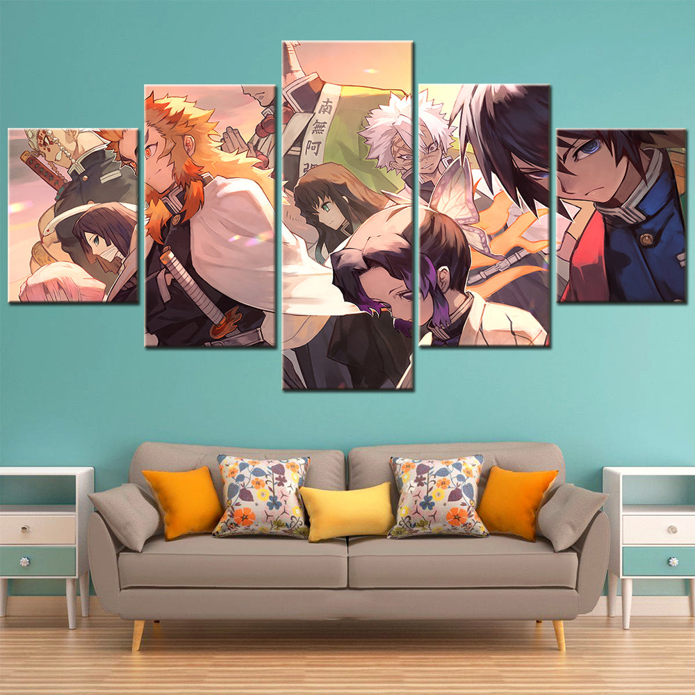 Demon Slayer - Kimetsu no Yaiba - 5 Pieces Wall Art - Tengen Uzui - Kyojuro Rengoku - Gyomei Himejima - Shinobu Kochou - Sanemi Shinazugawa - Tomioka Giyuu - Demon Slayer Poster - Demon Slayer Wall Art