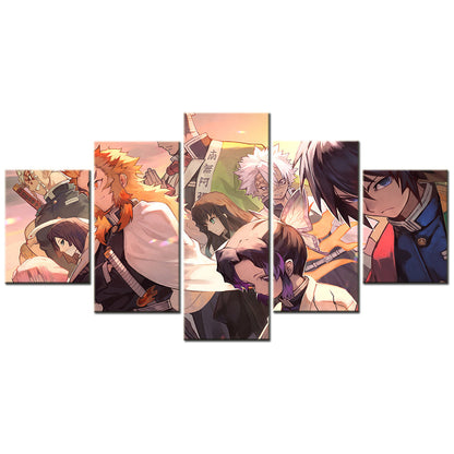 Demon Slayer - Kimetsu no Yaiba - 5 Pieces Wall Art - Tengen Uzui - Kyojuro Rengoku - Gyomei Himejima - Shinobu Kochou - Sanemi Shinazugawa - Tomioka Giyuu - Demon Slayer Poster - Demon Slayer Wall Art