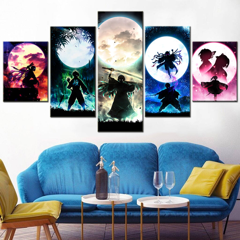 Demon Slayer - Kimetsu no Yaiba - 5 Pieces Wall Art - Tengen Uzui - Sanemi Shinazugawa - Shinobu Kocho - Muichiro Tokito - Demon Slayer Poster - Demon Slayer Wall Art