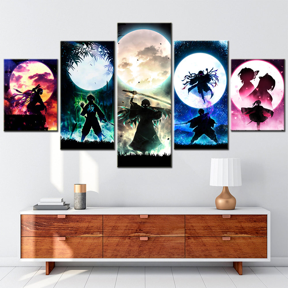 Demon Slayer - Kimetsu no Yaiba - 5 Pieces Wall Art - Tengen Uzui - Sanemi Shinazugawa - Shinobu Kocho - Muichiro Tokito - Demon Slayer Poster - Demon Slayer Wall Art