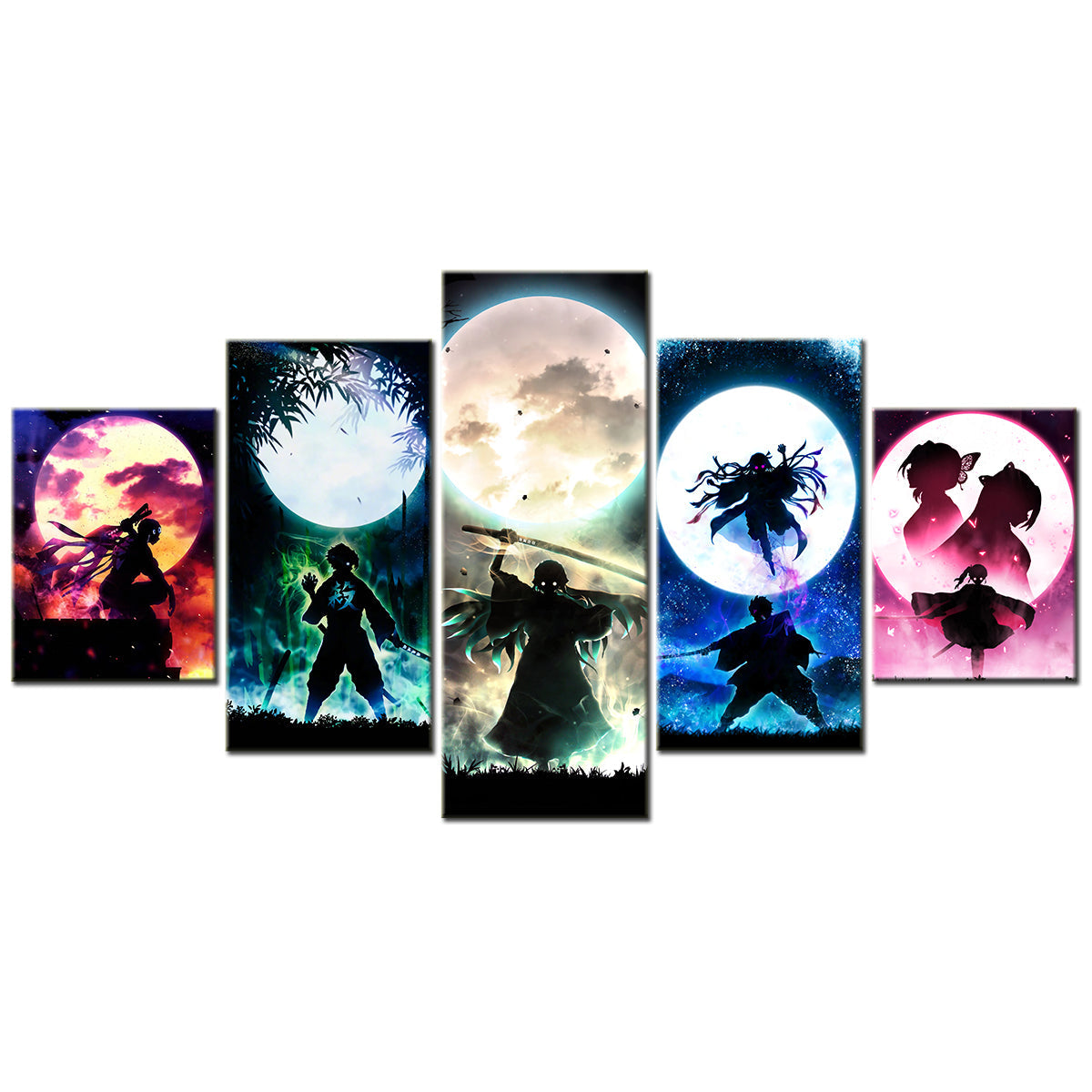 Demon Slayer - Kimetsu no Yaiba - 5 Pieces Wall Art - Tengen Uzui - Sanemi Shinazugawa - Shinobu Kocho - Muichiro Tokito - Demon Slayer Poster - Demon Slayer Wall Art