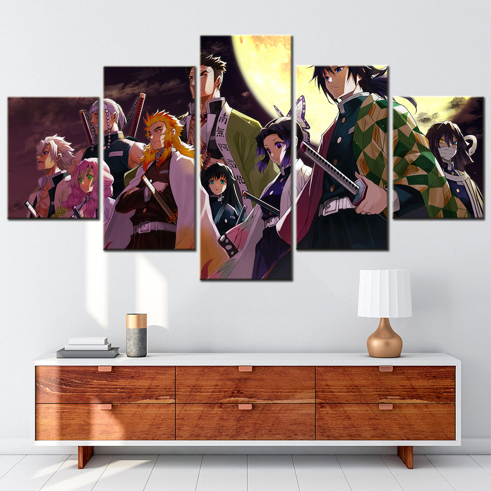 Demon Slayer - Kimetsu no Yaiba - 5 Pieces Wall Art - Tomioka Giyuu - Shinazugawa Sanemi - Mitsuri Kanroji - Uzui Tengen - Kyojuro Rengoku - Himejima Gyoumei - Tokitou Muichirou - Kochou Shinobu - Iguro Obanai - Demon Slayer Poster - Demon Slayer Wall Art