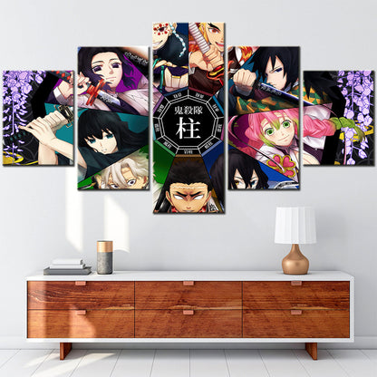 Demon Slayer - Kimetsu no Yaiba - 5 Pieces Wall Art - Uzui Tengen - Rengoku Kyoujurou - Tomioka Giyuu - Kanroji Mitsuri - Iguro Obanai  - Himejima Gyoumei - Shinazugawa Sanemi - Tokitou Muichirou - Demon Slayer Poster - Demon Slayer Wall Art
