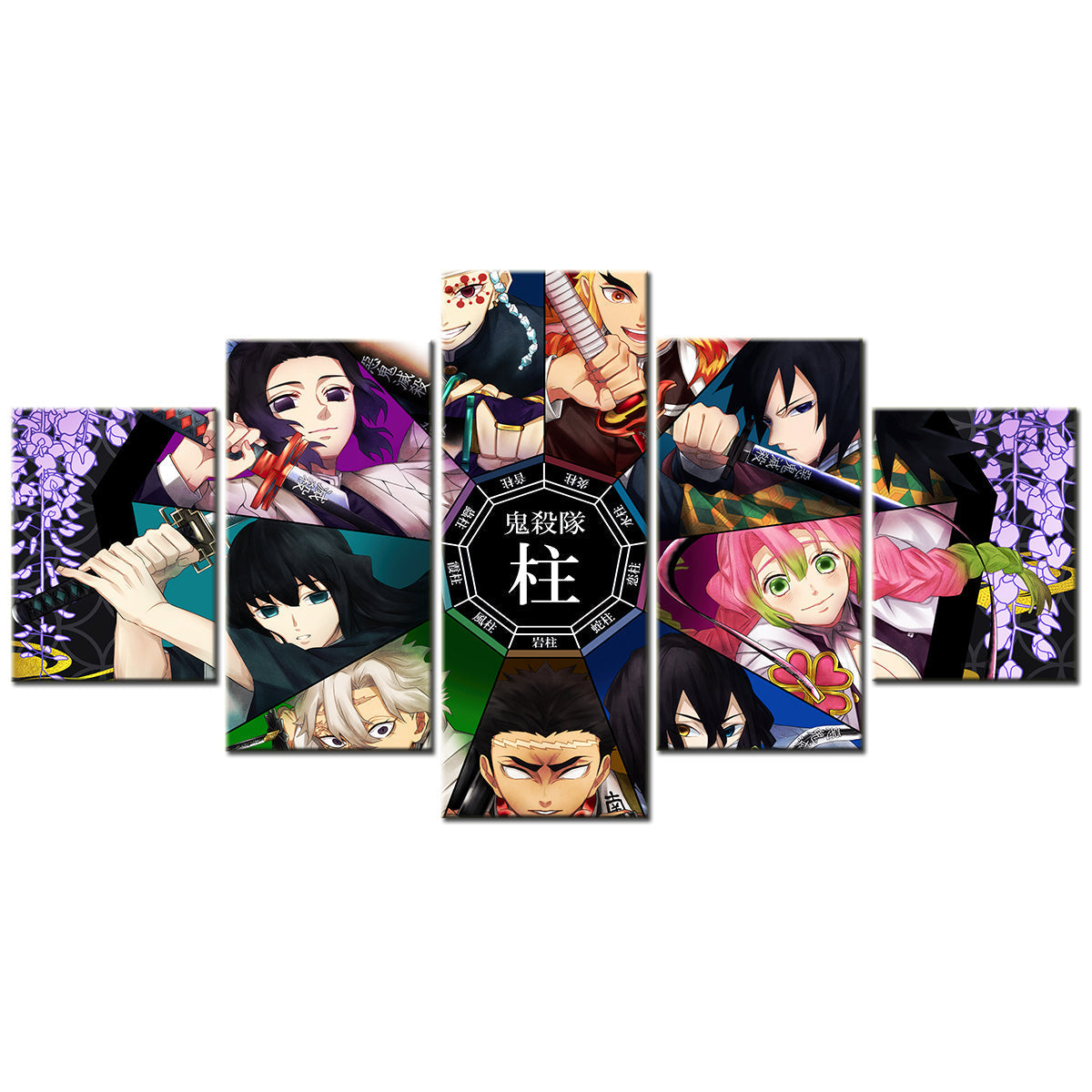 Demon Slayer - Kimetsu no Yaiba - 5 Pieces Wall Art - Uzui Tengen - Rengoku Kyoujurou - Tomioka Giyuu - Kanroji Mitsuri - Iguro Obanai  - Himejima Gyoumei - Shinazugawa Sanemi - Tokitou Muichirou - Demon Slayer Poster - Demon Slayer Wall Art