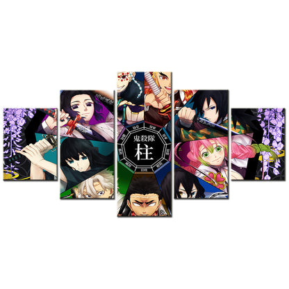 Demon Slayer - Kimetsu no Yaiba - 5 Pieces Wall Art - Uzui Tengen - Rengoku Kyoujurou - Tomioka Giyuu - Kanroji Mitsuri - Iguro Obanai  - Himejima Gyoumei - Shinazugawa Sanemi - Tokitou Muichirou - Demon Slayer Poster - Demon Slayer Wall Art