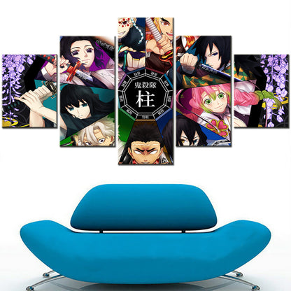 Demon Slayer - Kimetsu no Yaiba - 5 Pieces Wall Art - Uzui Tengen - Rengoku Kyoujurou - Tomioka Giyuu - Kanroji Mitsuri - Iguro Obanai  - Himejima Gyoumei - Shinazugawa Sanemi - Tokitou Muichirou - Demon Slayer Poster - Demon Slayer Wall Art
