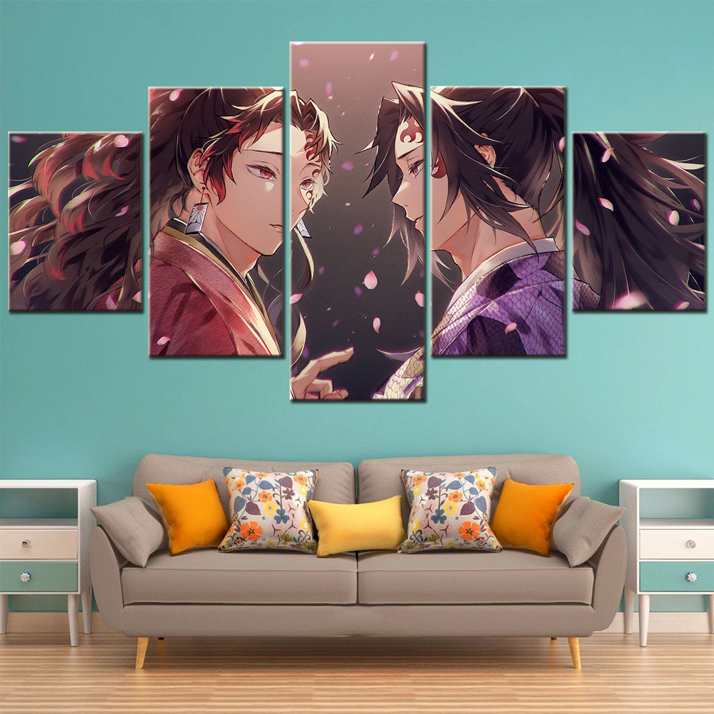 Demon Slayer - Kimetsu no Yaiba - 5 Pieces Wall Art - Yoriichi Tsugikuni - Kokushibo - Demon Slayer Poster - Demon Slayer Wall Art