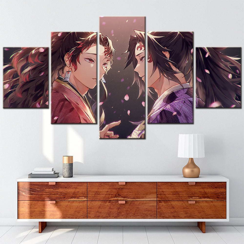 Demon Slayer - Kimetsu no Yaiba - 5 Pieces Wall Art - Yoriichi Tsugikuni - Kokushibo - Demon Slayer Poster - Demon Slayer Wall Art