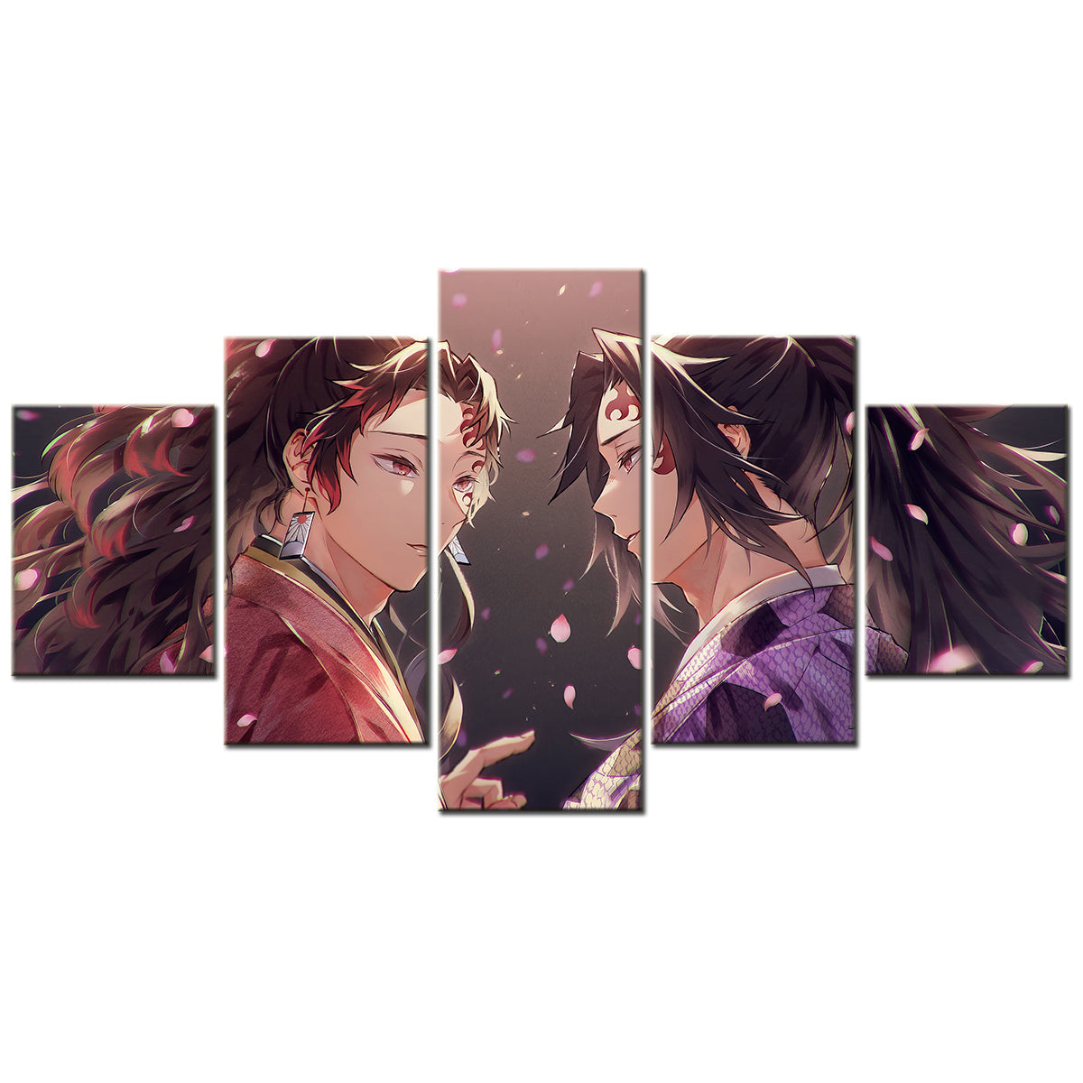 Demon Slayer - Kimetsu no Yaiba - 5 Pieces Wall Art - Yoriichi Tsugikuni - Kokushibo - Demon Slayer Poster - Demon Slayer Wall Art