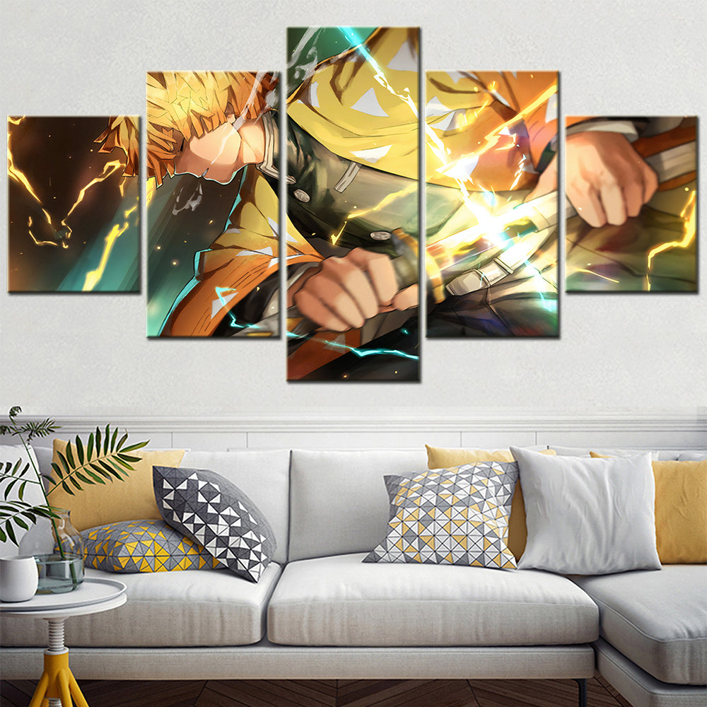 Demon Slayer - Kimetsu no Yaiba - 5 Pieces Wall Art - Zenitsu Agatsuma - Demon Slayer Poster - Demon Slayer Wall Art