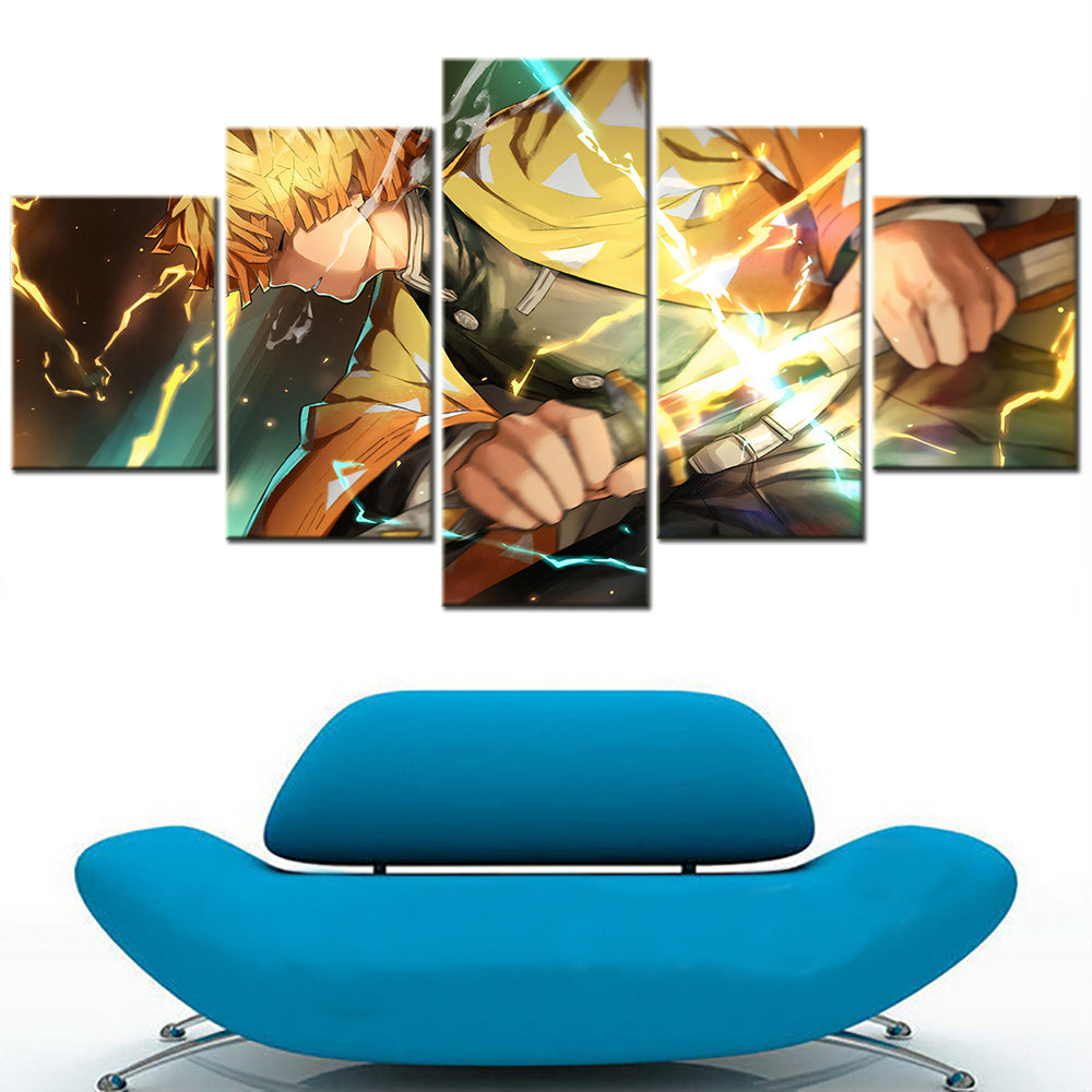 Demon Slayer - Kimetsu no Yaiba - 5 Pieces Wall Art - Zenitsu Agatsuma - Demon Slayer Poster - Demon Slayer Wall Art