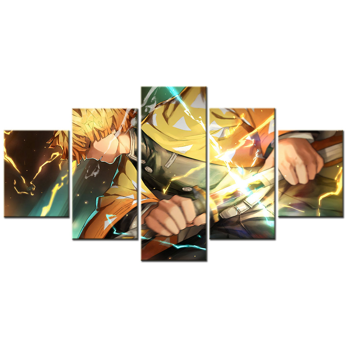 Demon Slayer - Kimetsu no Yaiba - 5 Pieces Wall Art - Zenitsu Agatsuma - Demon Slayer Poster - Demon Slayer Wall Art