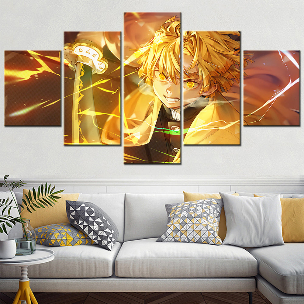 Demon Slayer - Kimetsu no Yaiba - 5 Pieces Wall Art - Zenitsu Agatsuma 4 - Demon Slayer Poster - Demon Slayer Wall Art