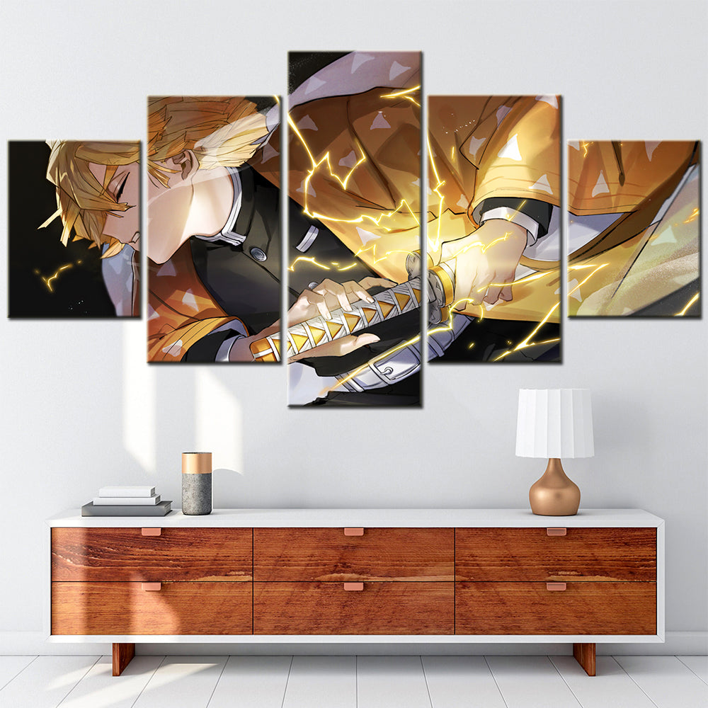 Demon Slayer - Kimetsu no Yaiba - 5 Pieces Wall Art - Zenitsu Agatsuma 3 - Demon Slayer Poster - Demon Slayer Wall Art