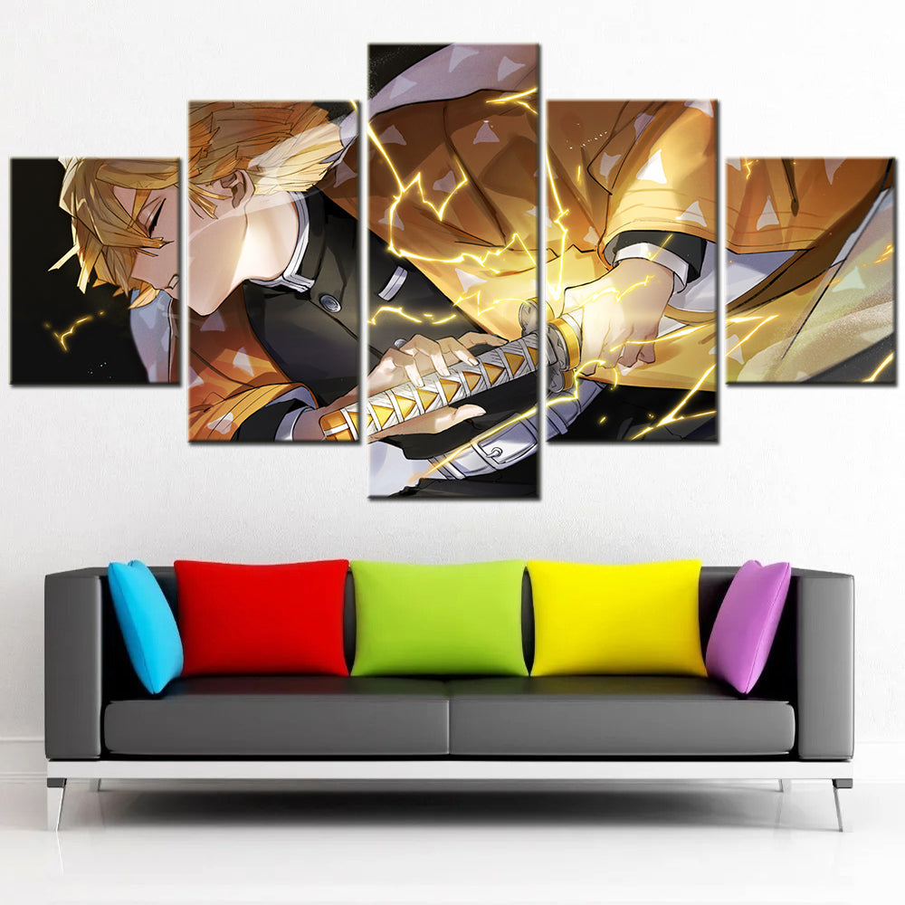 Demon Slayer - Kimetsu no Yaiba - 5 Pieces Wall Art - Zenitsu Agatsuma 3 - Demon Slayer Poster - Demon Slayer Wall Art