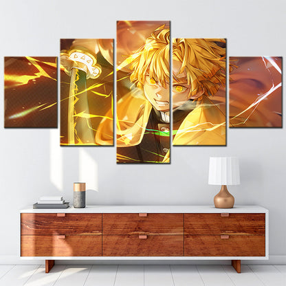 Demon Slayer - Kimetsu no Yaiba - 5 Pieces Wall Art - Zenitsu Agatsuma 4 - Demon Slayer Poster - Demon Slayer Wall Art