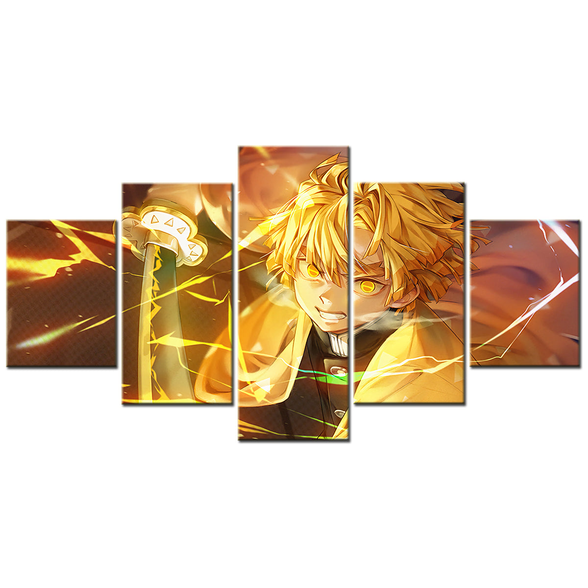 Demon Slayer - Kimetsu no Yaiba - 5 Pieces Wall Art - Zenitsu Agatsuma 4 - Demon Slayer Poster - Demon Slayer Wall Art