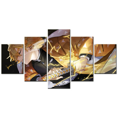 Demon Slayer - Kimetsu no Yaiba - 5 Pieces Wall Art - Zenitsu Agatsuma 3 - Demon Slayer Poster - Demon Slayer Wall Art