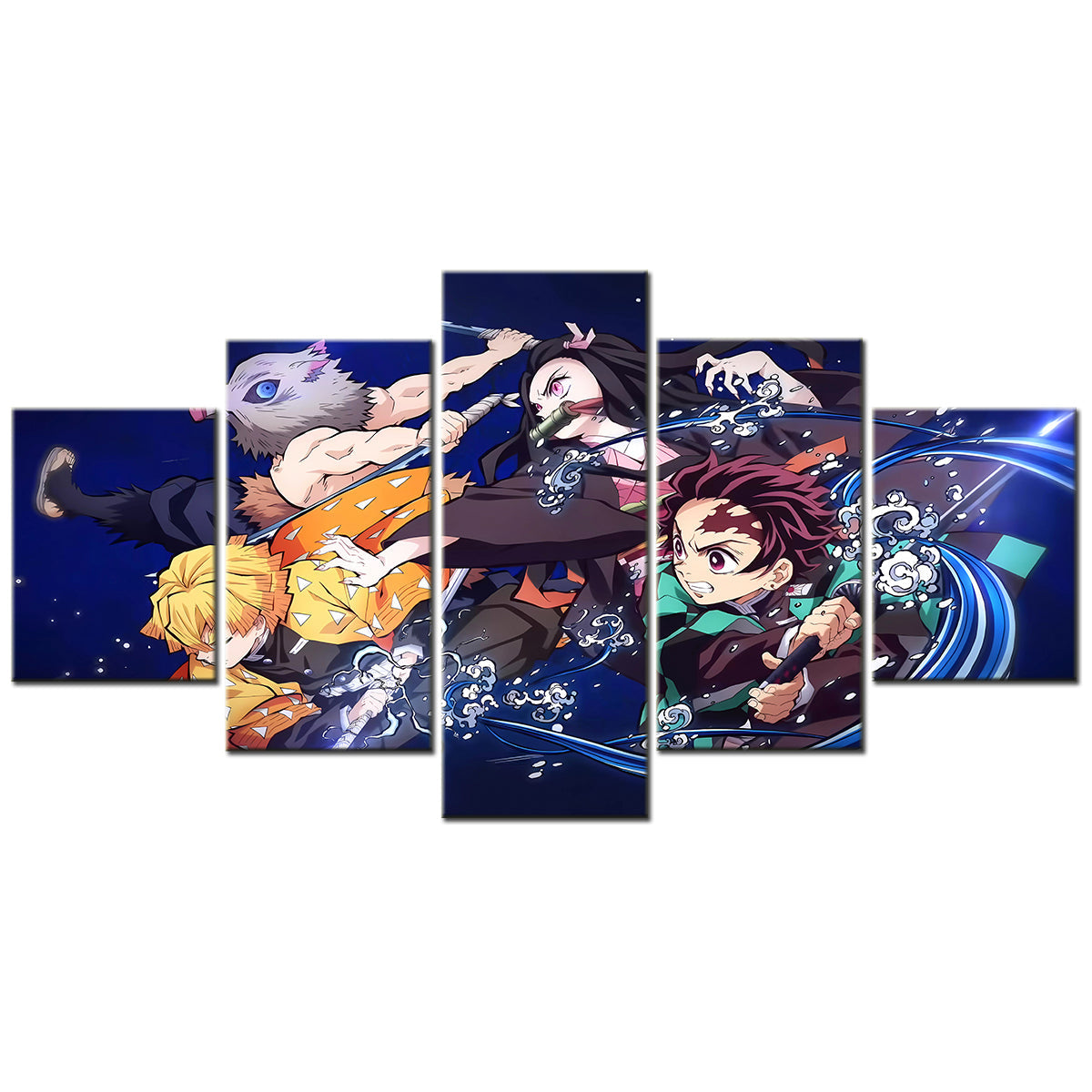 Demon Slayer - Kimetsu no Yaiba - 5 Pieces Wall Art - Zenitsu Agatsuma - Inosuke Hashibira - Nezuko Kamado - Tanjiro Kamado - Demon Slayer Poster - Demon Slayer Wall Art