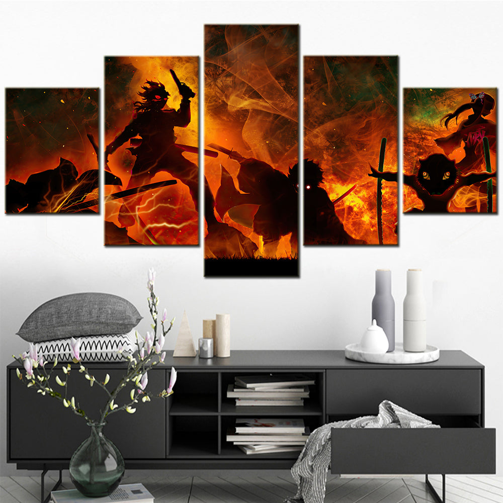 Demon Slayer - Kimetsu no Yaiba - 5 Pieces Wall Art - Zenitsu Agatsuma - Kyojuro Rengoku - Shinazugawa Sanemi - Hashibira Inosuke - Kochou Shinobu - Demon Slayer Poster - Demon Slayer Wall Art