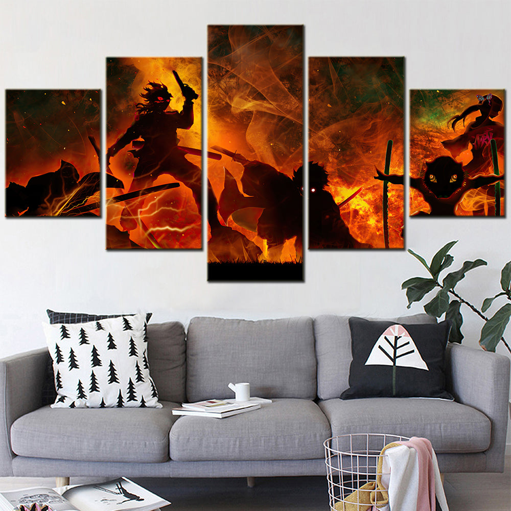 Demon Slayer - Kimetsu no Yaiba - 5 Pieces Wall Art - Zenitsu Agatsuma - Kyojuro Rengoku - Shinazugawa Sanemi - Hashibira Inosuke - Kochou Shinobu - Demon Slayer Poster - Demon Slayer Wall Art