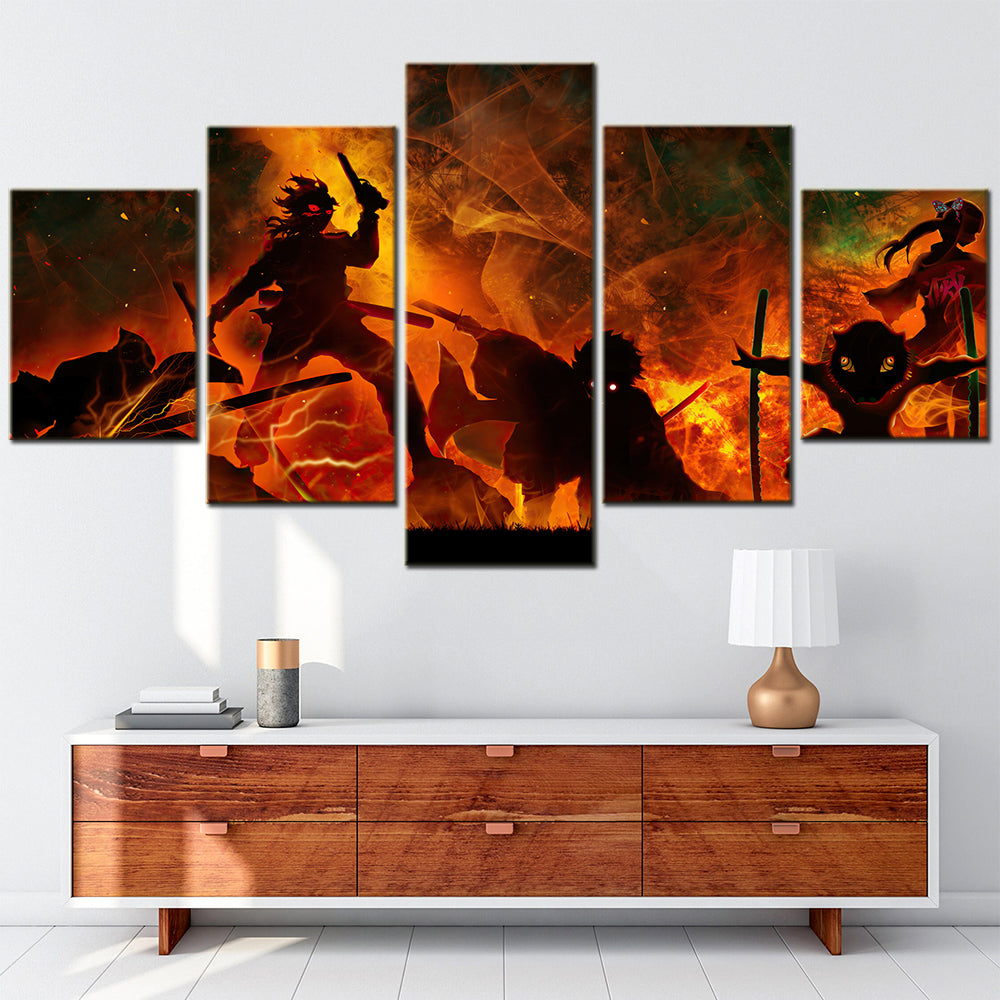 Demon Slayer - Kimetsu no Yaiba - 5 Pieces Wall Art - Zenitsu Agatsuma - Kyojuro Rengoku - Shinazugawa Sanemi - Hashibira Inosuke - Kochou Shinobu - Demon Slayer Poster - Demon Slayer Wall Art