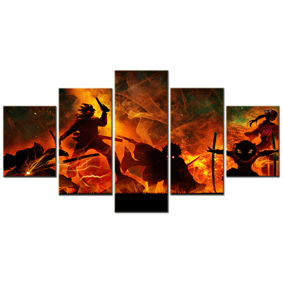 Demon Slayer - Kimetsu no Yaiba - 5 Pieces Wall Art - Zenitsu Agatsuma - Kyojuro Rengoku - Shinazugawa Sanemi - Hashibira Inosuke - Kochou Shinobu - Demon Slayer Poster - Demon Slayer Wall Art