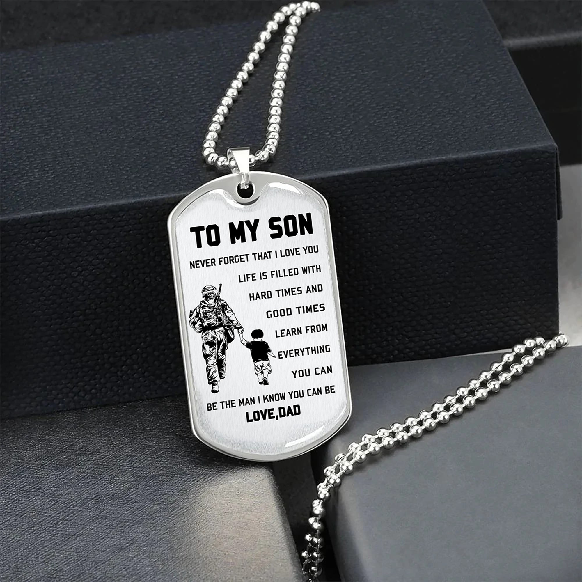 TM6 To My Son Hard Times - Dragon ball Goku Vegeta - Soldier - Engraved Dog Tag 18K Dog Tag Necklace gold all style