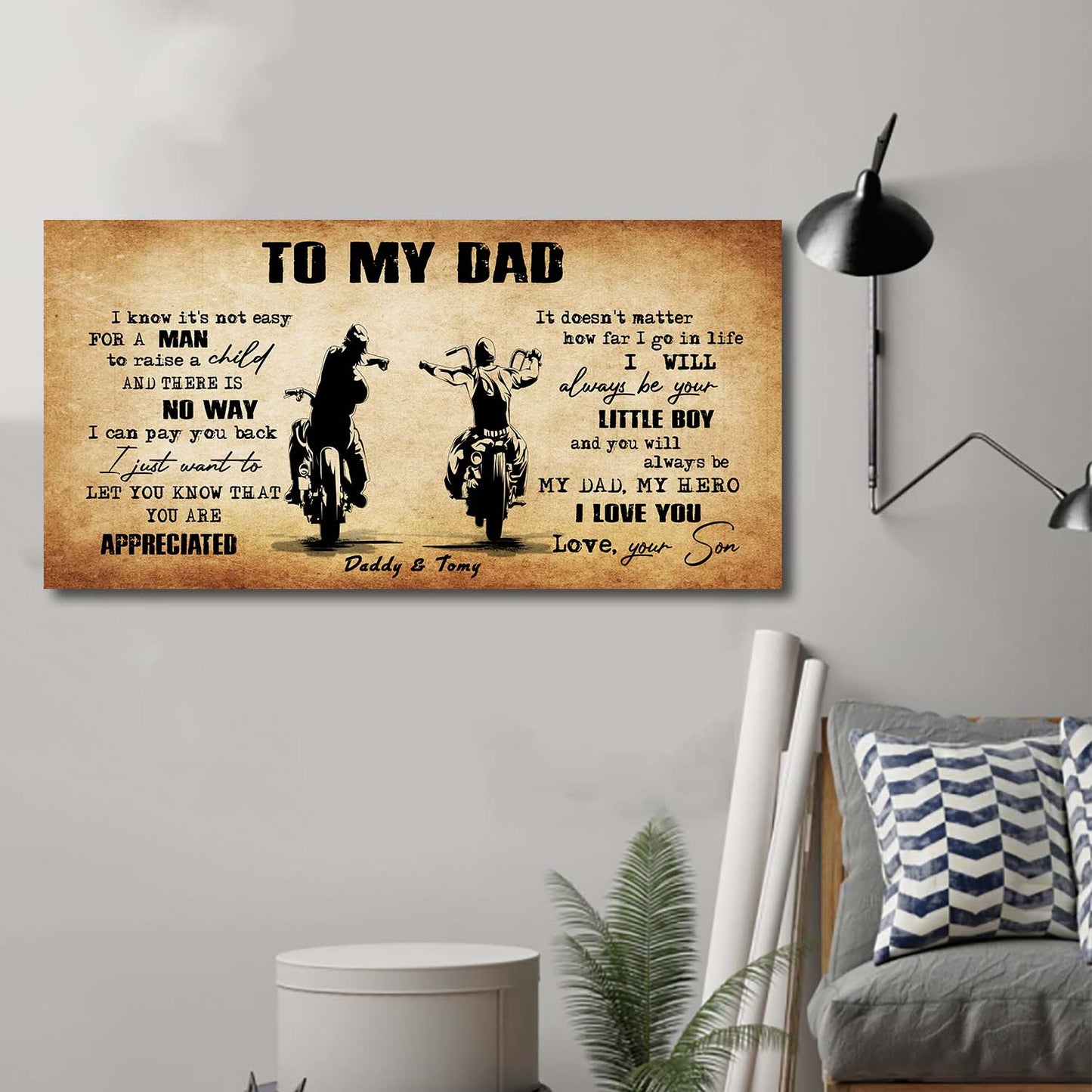 (CV48) TO MY DAD- I KNOW IT IS NOT EASY- SON- DRAGON BALL - GOKU - VIKING - CANVAS POSTER
