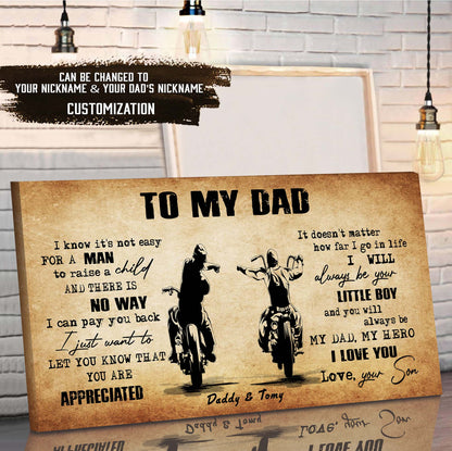 (CV48) TO MY DAD- I KNOW IT IS NOT EASY- SON- DRAGON BALL - GOKU - VIKING - CANVAS POSTER