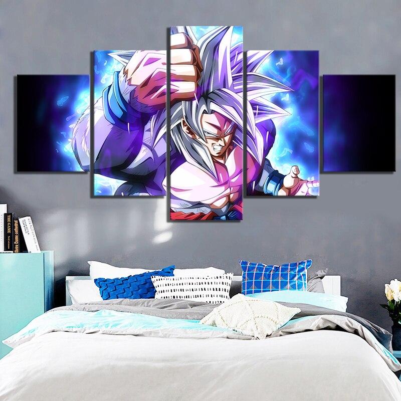 Dragon Ball - 5 Pieces Wall Art - Goku - Super Saiyan 4 - Printed Wall Pictures Home Decor - Dragon Ball Poster - Dragon Ball Canvas