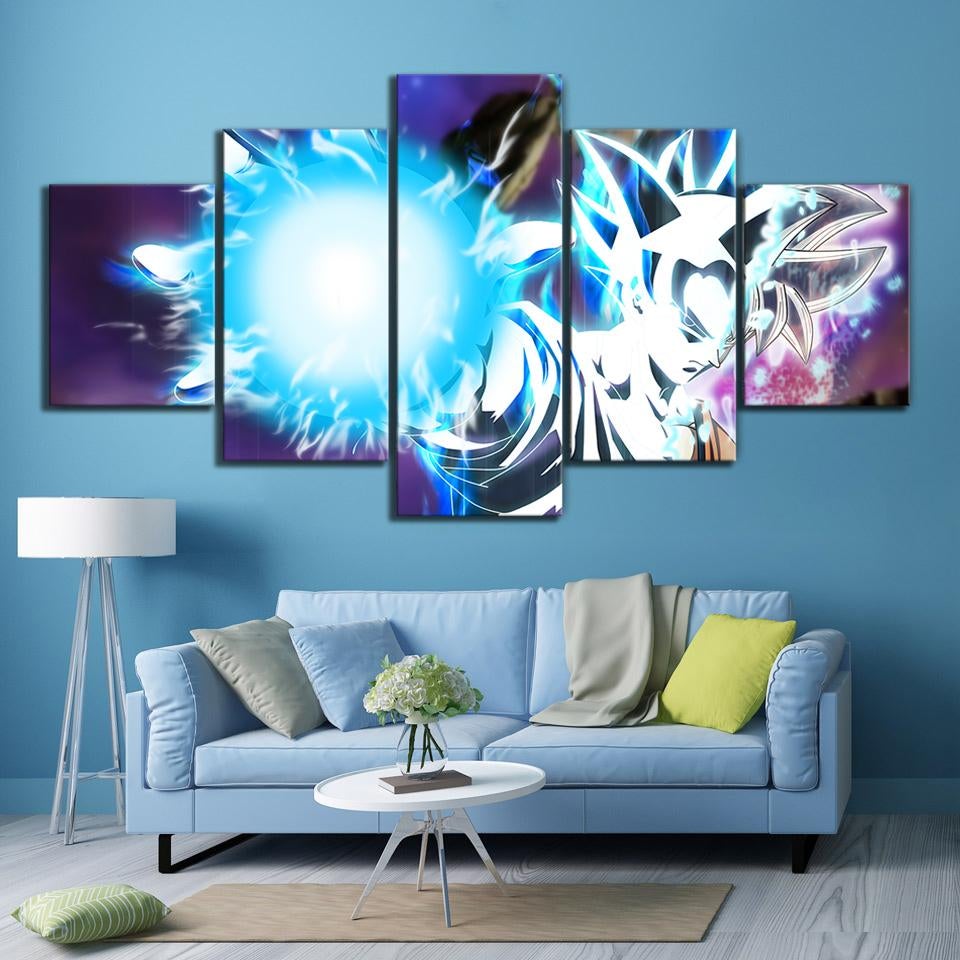 Dragon Ball - 5 Pieces Wall Art - Mastered Ultra Instinct Goku - Printed Wall Pictures Home Decor - Dragon Ball Poster - Dragon Ball Canvas