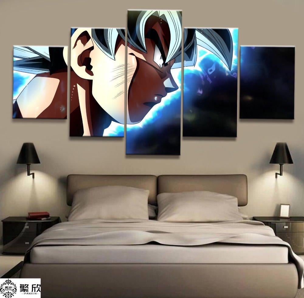 Dragon Ball - 5 Pieces Wall Art - Mastered Ultra Instinct Goku - Printed Wall Pictures Home Decor - Dragon Ball Poster - Dragon Ball Canvas