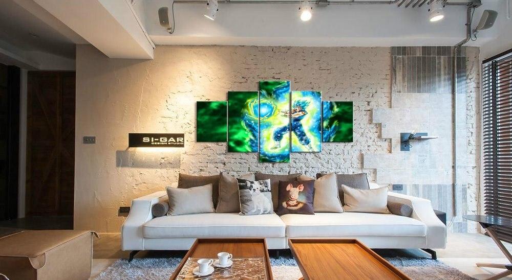 Dragon Ball - 5 Pieces Wall Art - Super Saiyan Blue - Printed Wall Pictures Home Decor - Dragon Ball Poster - Dragon Ball Canvas