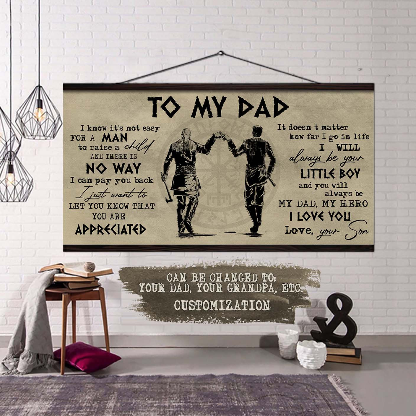 (CV29) TO MY DAD- SON - DRAGON BALL- SOLDIER-FAMILY -DAD SON- GOKU - VIKING - CANVAS POSTER