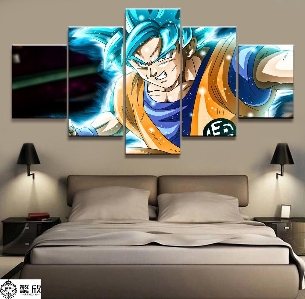 Dragon Ball - 5 Pieces Wall Art - Mastered Ultra Instinct Goku - Printed Wall Pictures Home Decor - Dragon Ball Poster - Dragon Ball Canvas