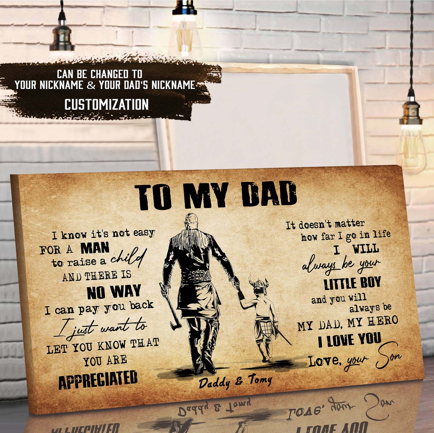 (CV48) TO MY DAD- I KNOW IT IS NOT EASY- SON- DRAGON BALL - GOKU - VIKING - CANVAS POSTER