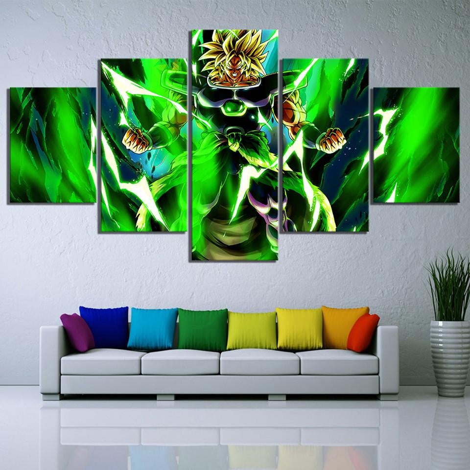 Dragon Ball - 5 Pieces Wall Art - Broly - Printed Wall Pictures Home Decor - Dragon Ball Poster - Dragon Ball Canvas