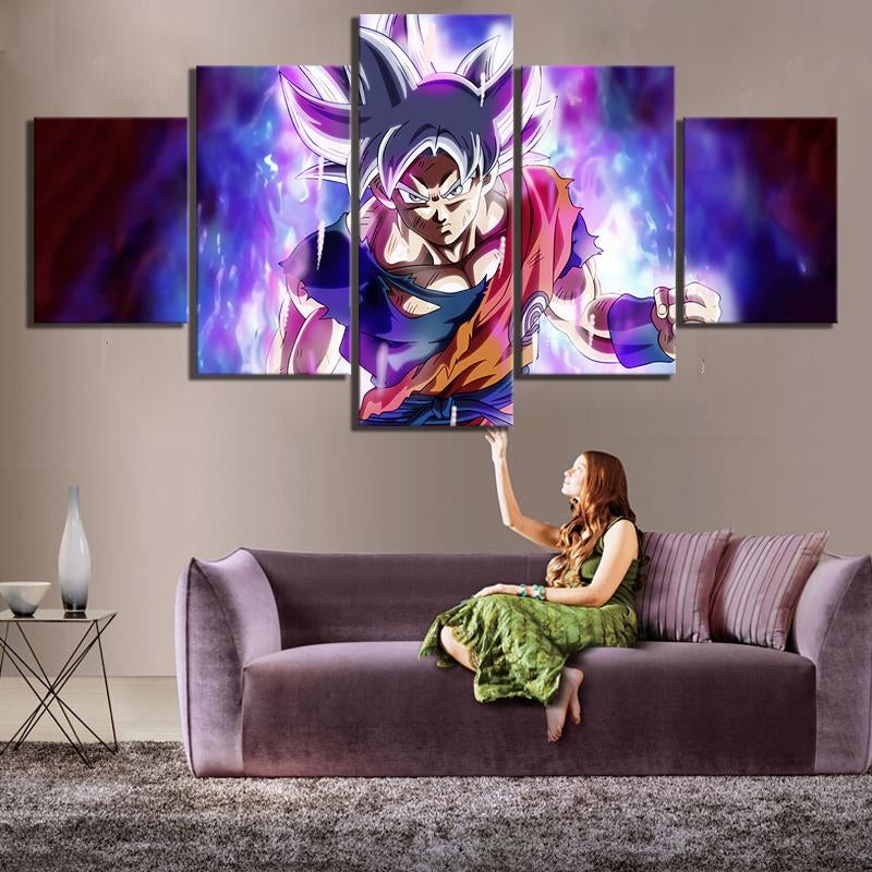 Dragon Ball - 5 Pieces Wall Art - Mastered Ultra Instinct Goku - Printed Wall Pictures Home Decor - Dragon Ball Poster - Dragon Ball Canvas