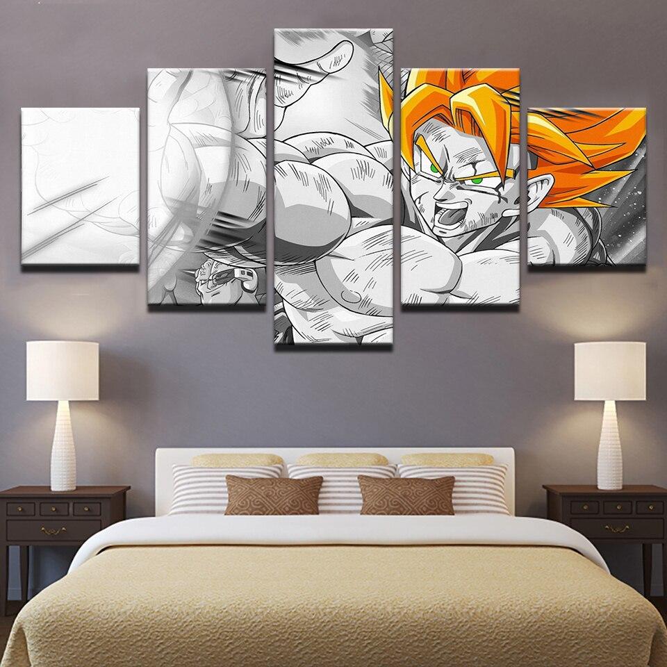 Dragon Ball - 5 Pieces Wall Art - Goku - Super Saiyan - Printed Wall Pictures Home Decor - Dragon Ball Poster - Dragon Ball Canvas