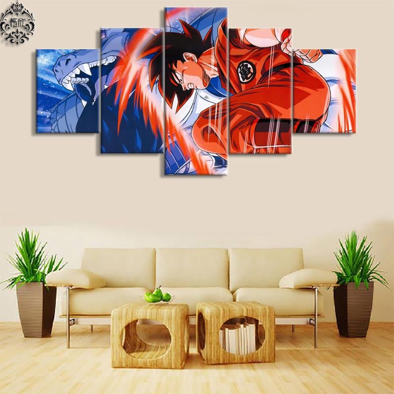 Dragon Ball - 5 Pieces Wall Art - Son Goku - Shenlong - Printed Wall Pictures Home Decor - Dragon Ball Poster - Dragon Ball Canvas