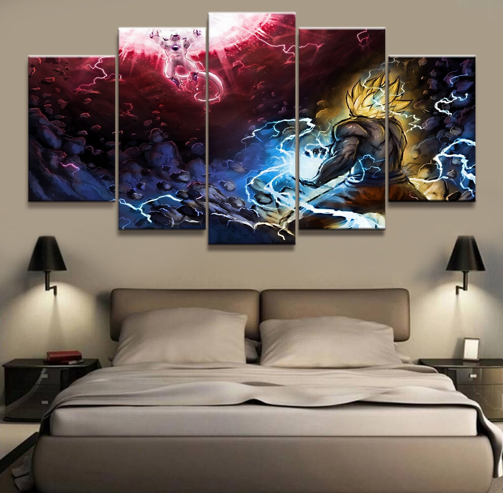 Dragon Ball - 5 Pieces Wall Art - Goku And Vegeta In Namek - Printed Wall Pictures Home Decor - Dragon Ball Poster - Dragon Ball Canvas