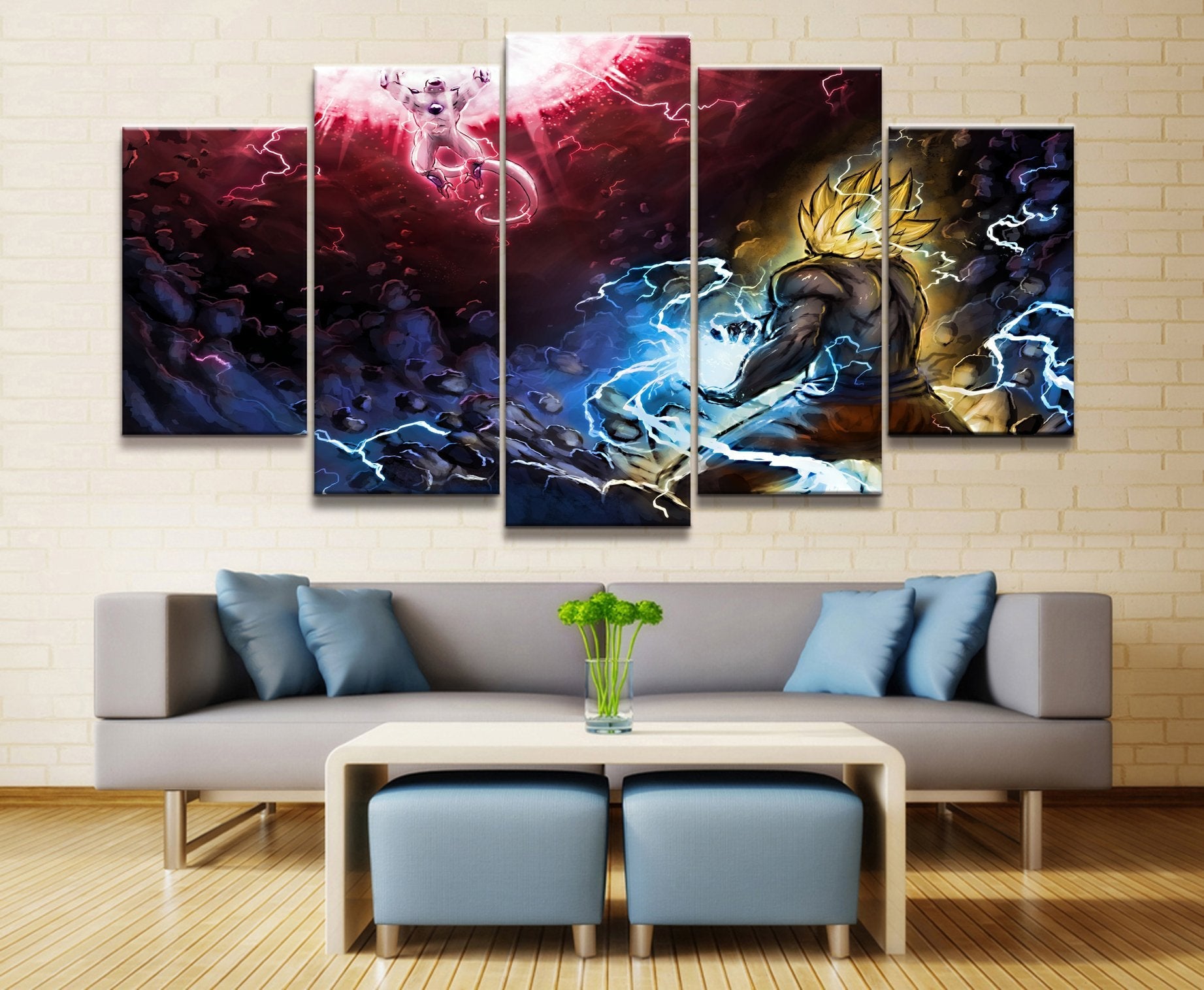 Dragon Ball - 5 Pieces Wall Art - Goku And Vegeta In Namek - Printed Wall Pictures Home Decor - Dragon Ball Poster - Dragon Ball Canvas